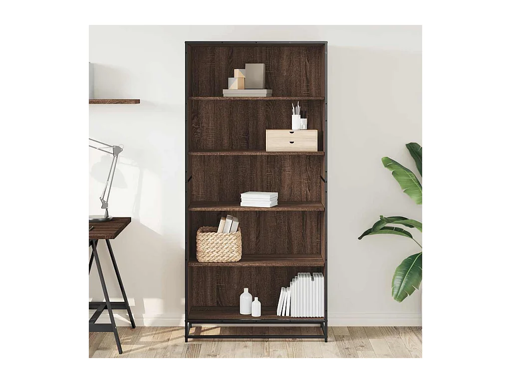 Bibliothèque chêne marron 80,5x35x170,5 cm bois d'ingénierie