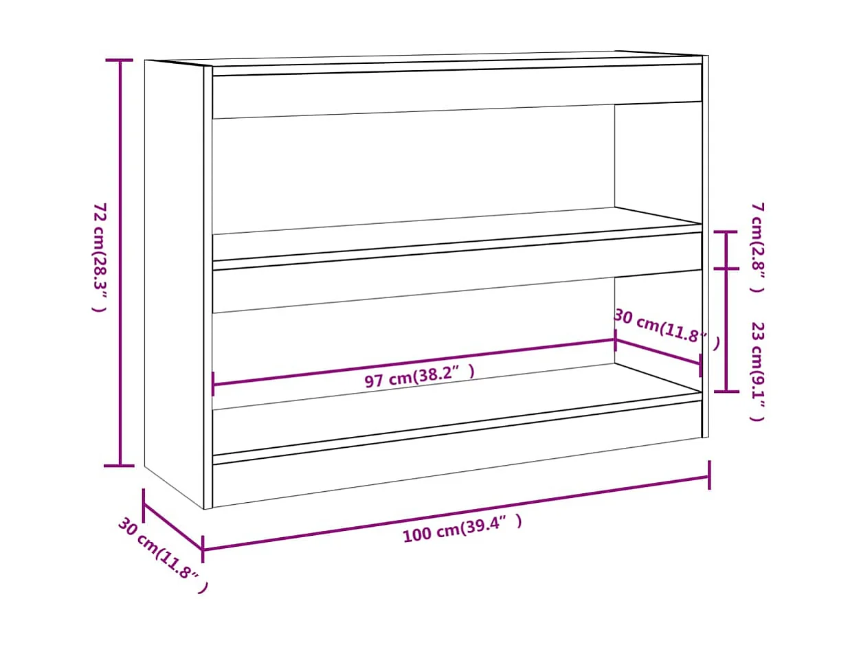 Bücherregal/Raumteiler Sonoma Eiche 100x30x72 cm