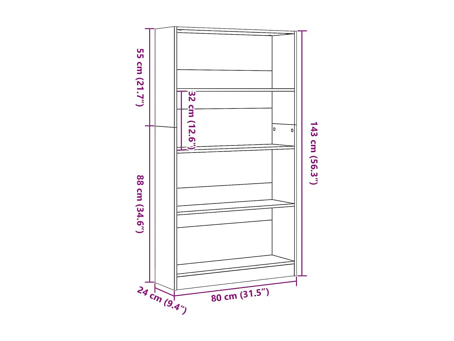 Librería de madera antigua 80x24x143 cm madera contrachapada