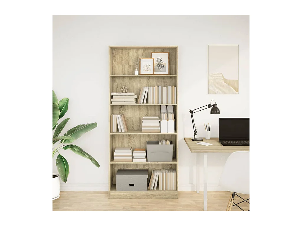 Bücherregal aus Sonoma-Eiche, 80 x 24 x 176 cm, Holzwerkstoff