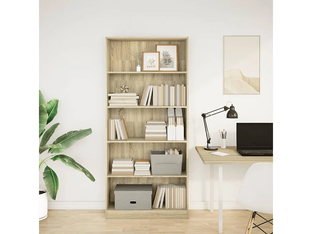 Librería de roble Sonoma 80x24x176 cm madera de ingeniería