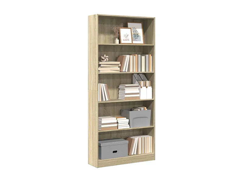 Librería de roble Sonoma 80x24x176 cm madera de ingeniería