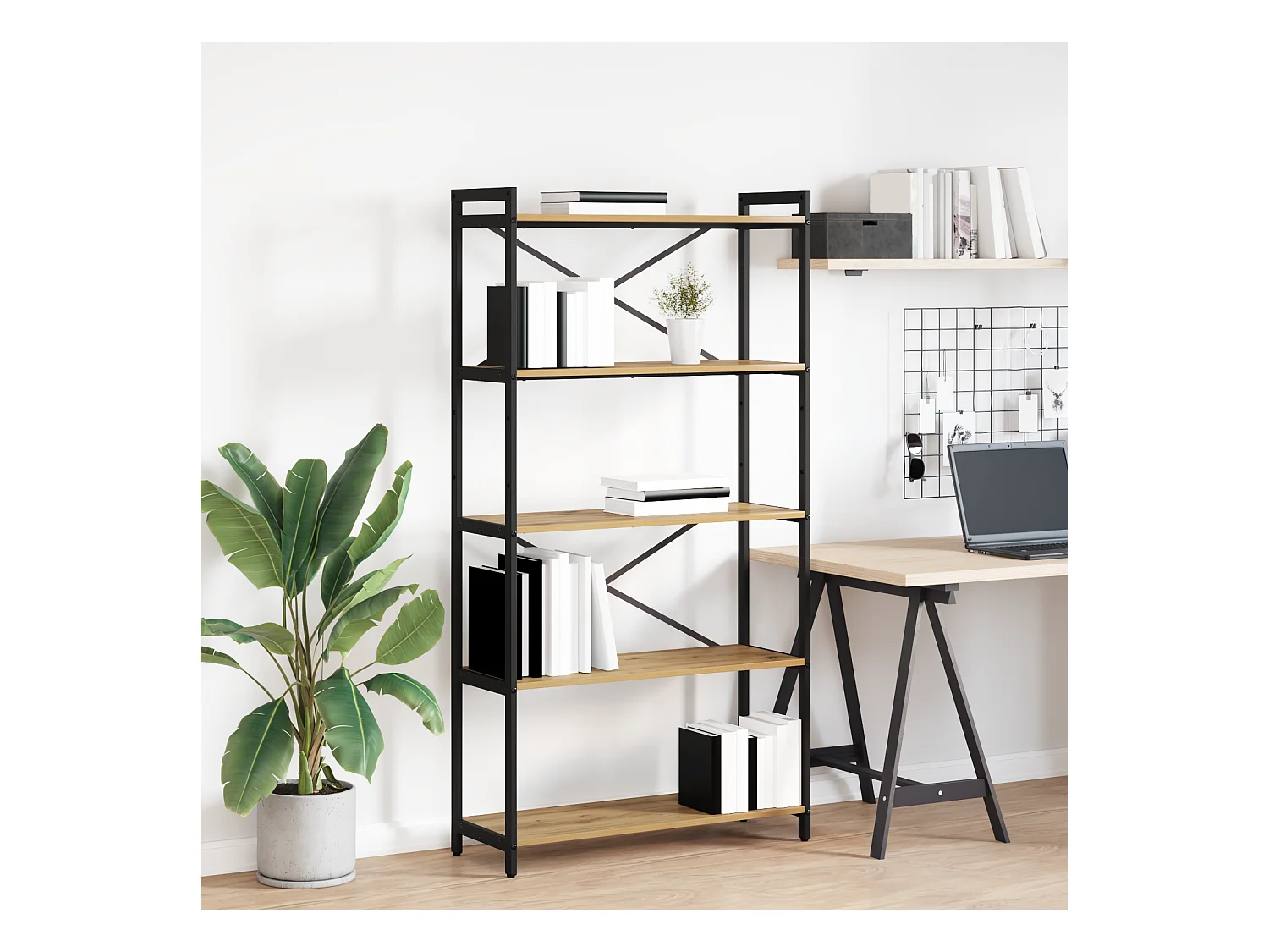 Bibliothèque chêne artisanal 80 x 30 x 153 cm Bois d'ingénierie