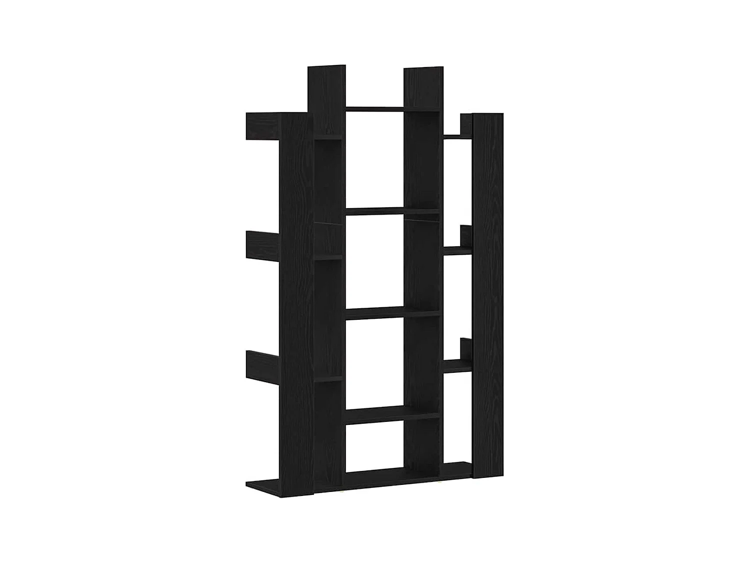 Bibliothèque Noir Chêne 86x25,5x140 cm en Bois d'ingénierie