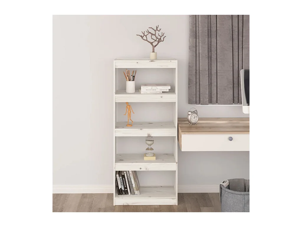Bibliothèque/Séparateur de pièce Blanc 60x30x135,5cm Pin massif