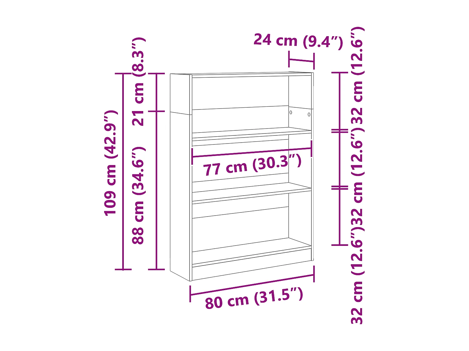 Bibliothèque Chêne noir 80 x 24 x 109 cm Panneau de particules