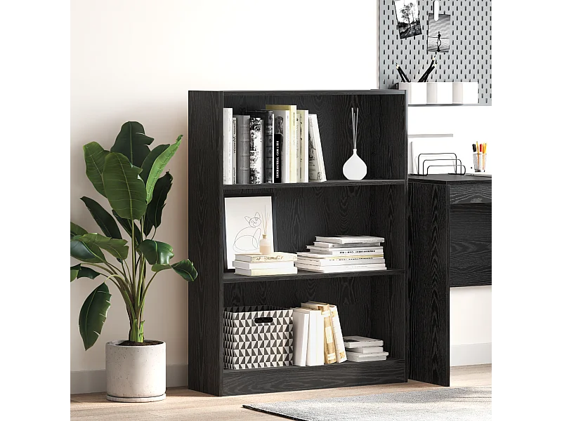 Bücherregal aus schwarzer Eiche 80 x 24 x 109 cm Spanplatte