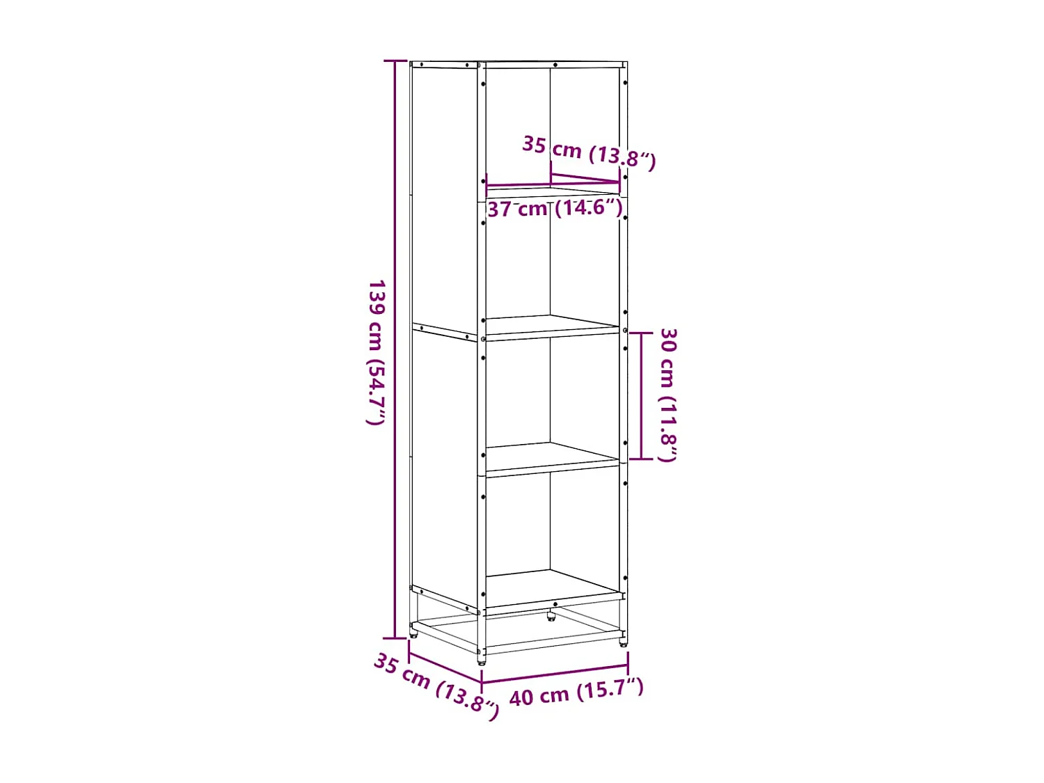 Libreria grigia Sonoma 40x35x139 cm in legno ingegnerizzato