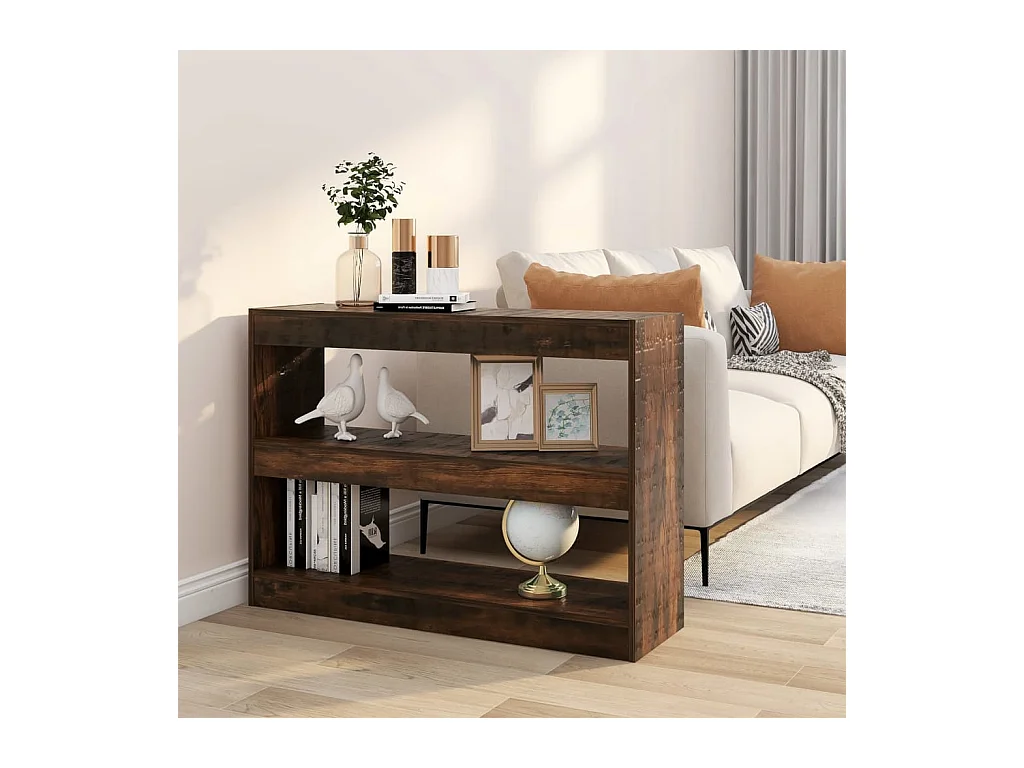 Bibliothèque/Séparateur de pièce chêne fumé 100x30x72 cm