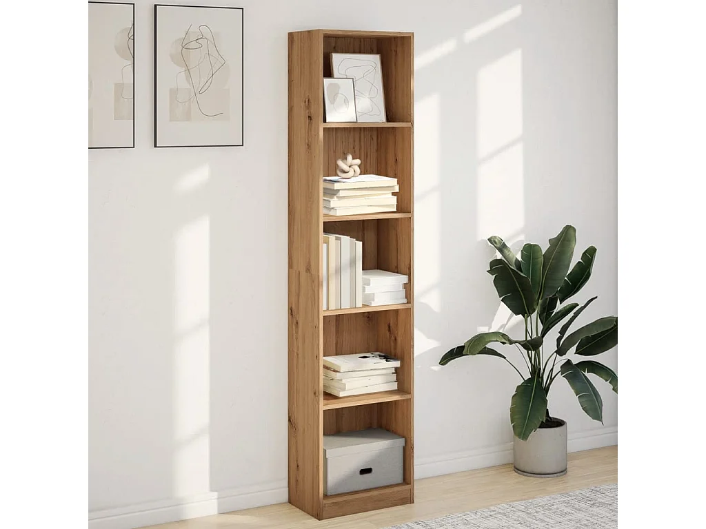 Bibliothèque chêne artisanal 40x24x176 cm bois d'ingénierie