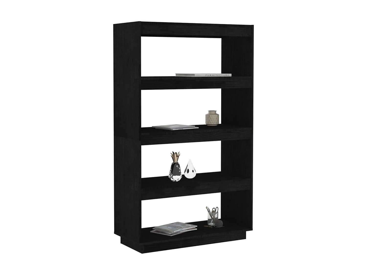 Libreria/Divisorio Nero 80x35x135 cm Pino Massiccio