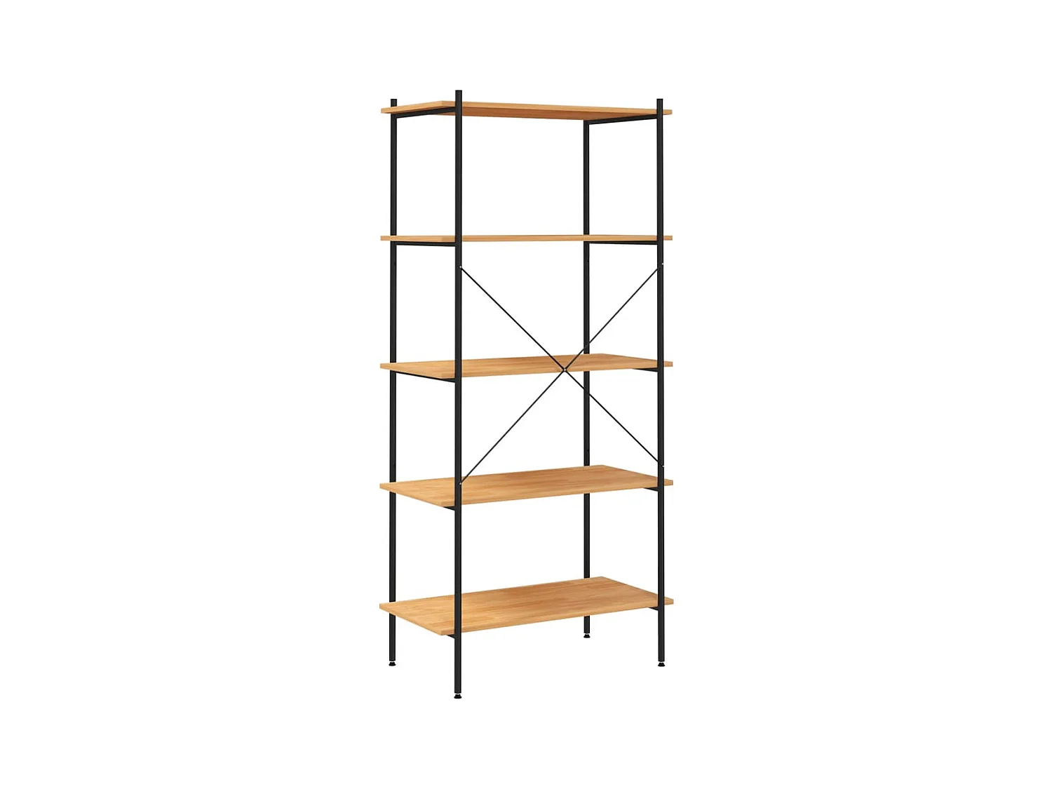 Étagère à 5 niveaux noir et chêne 80x40x163 cm