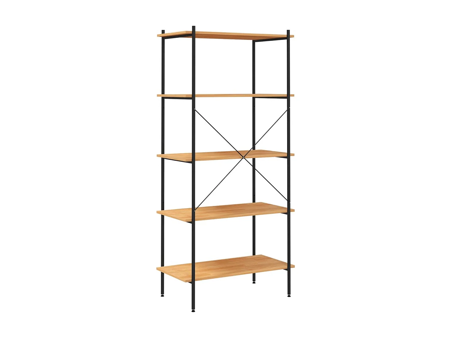 Étagère à 5 niveaux noir et chêne 80x40x163 cm