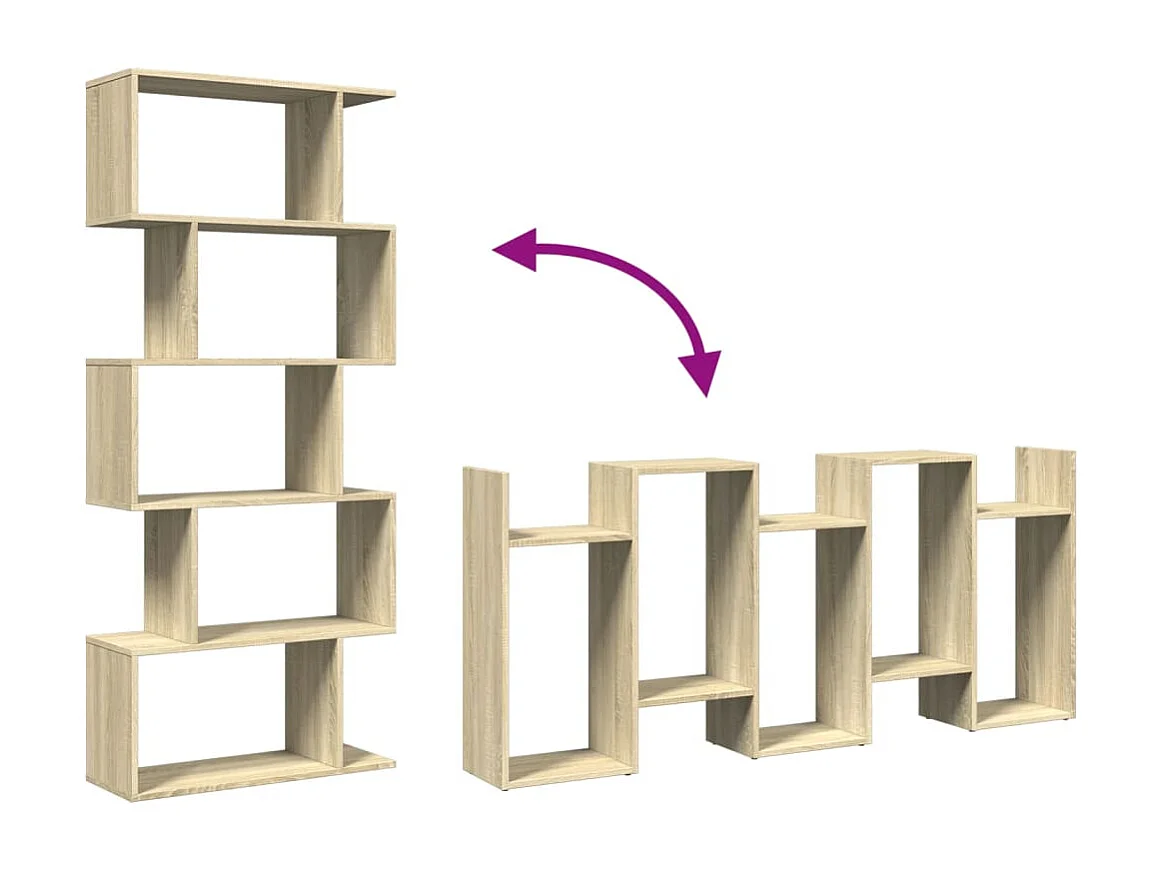 Scaffale divisorio a 5 ripiani in rovere Sonoma 70x24x161cm