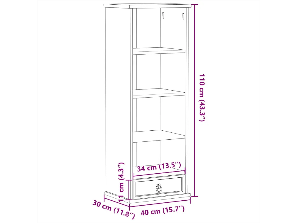 Mueble CD Corona 40x30x110 cm madera maciza de pino