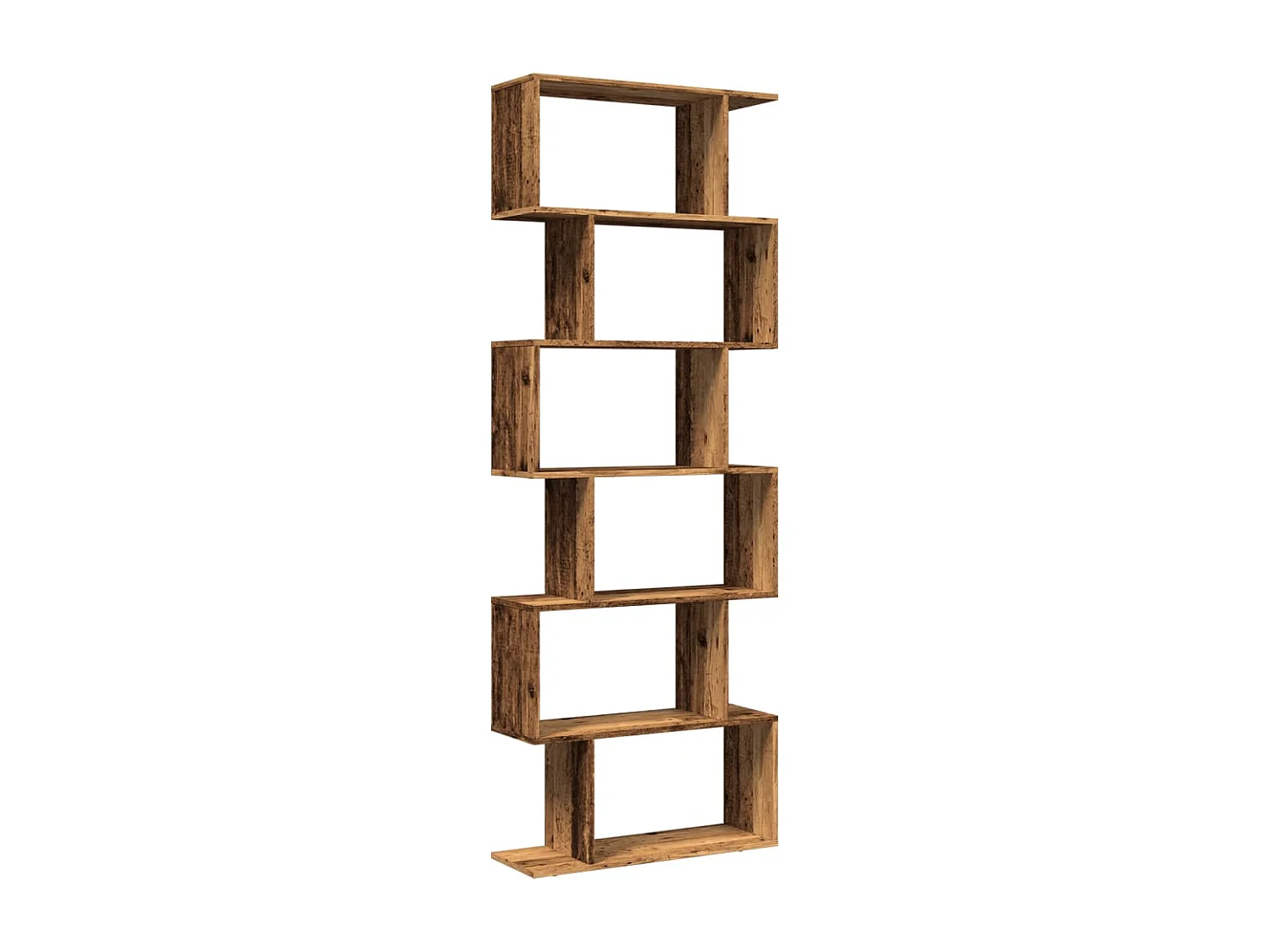 Scaffale divisorio a 6 ripiani, legno vecchio, 70x24x193cm