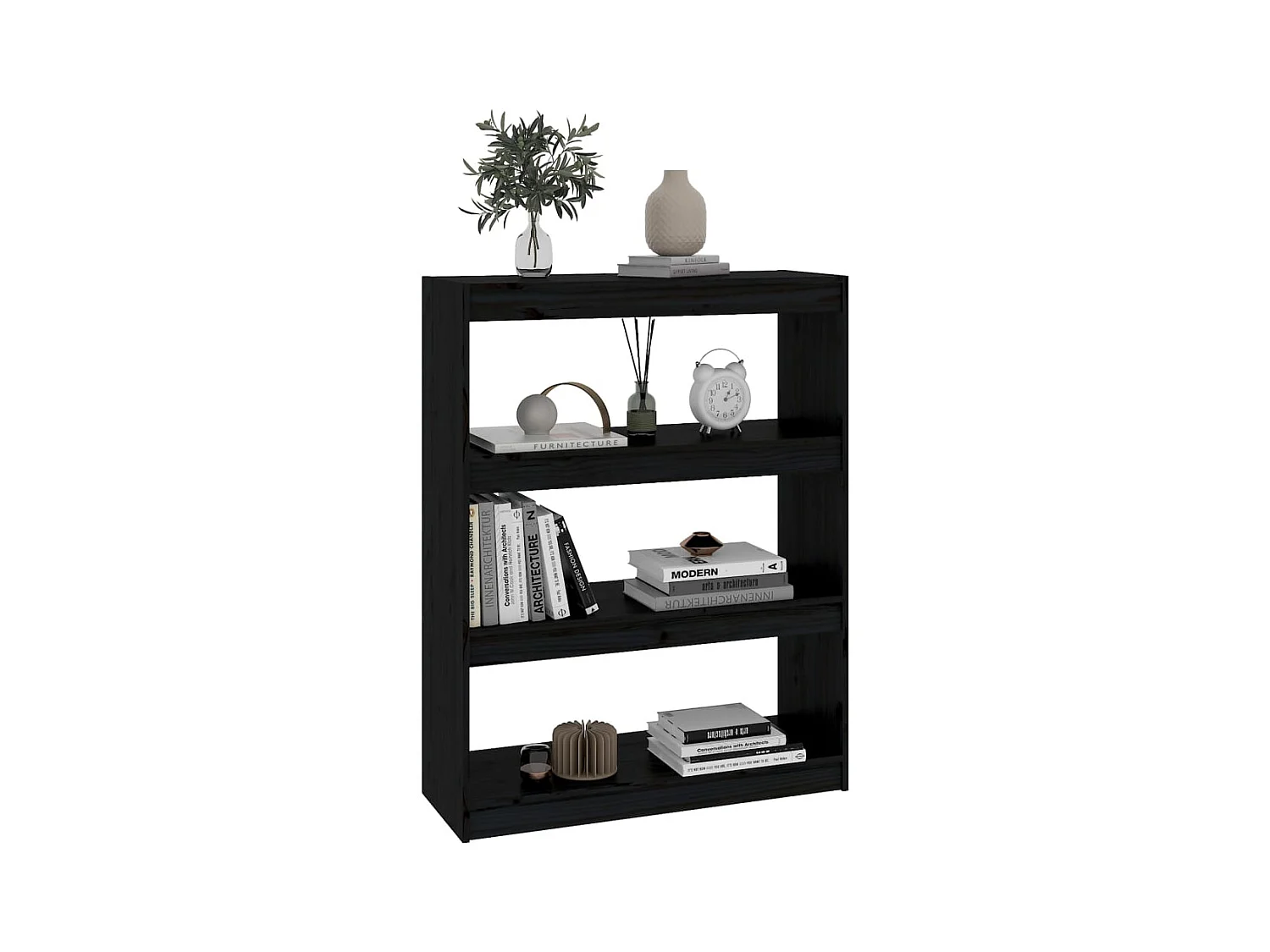 Libreria/Divisorio Nero 80x30x103,5 cm Pino Massiccio