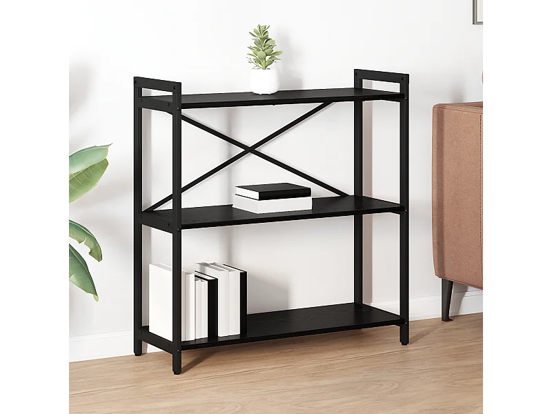 Bücherregal aus schwarzer Eiche, 80 x 30 x 83 cm, Holzwerkstoff