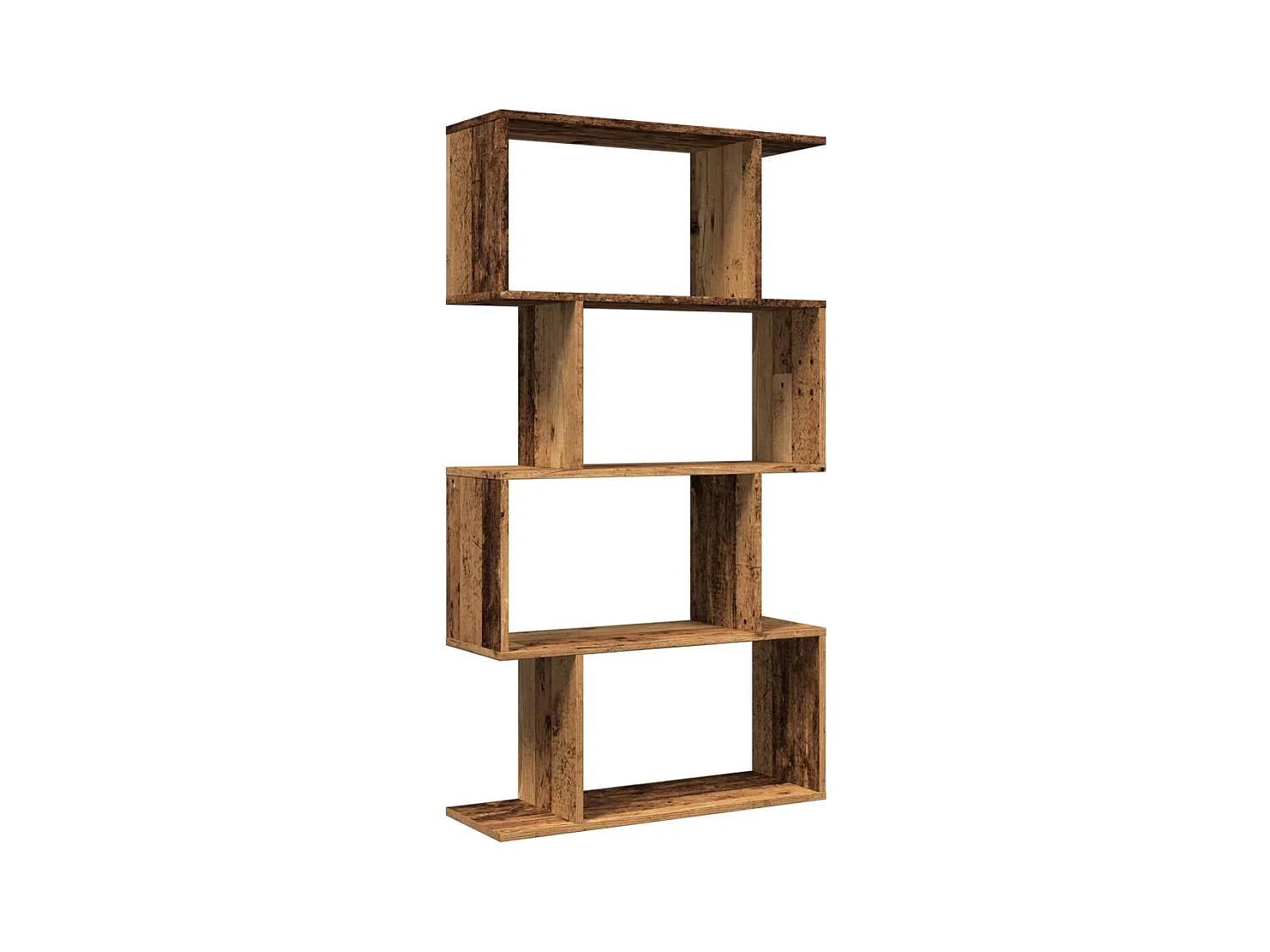 Étagère séparatrice de pièce à 4 niveaux vieux bois 70x24x129cm