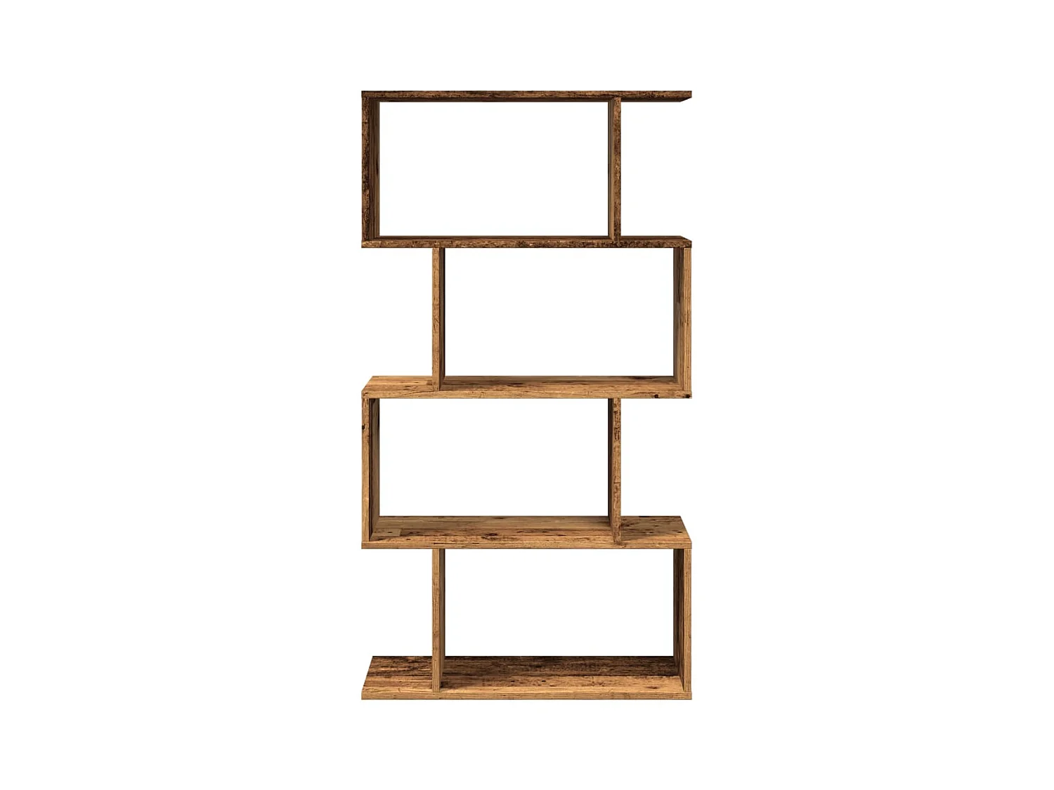 Étagère séparatrice de pièce à 4 niveaux vieux bois 70x24x129cm