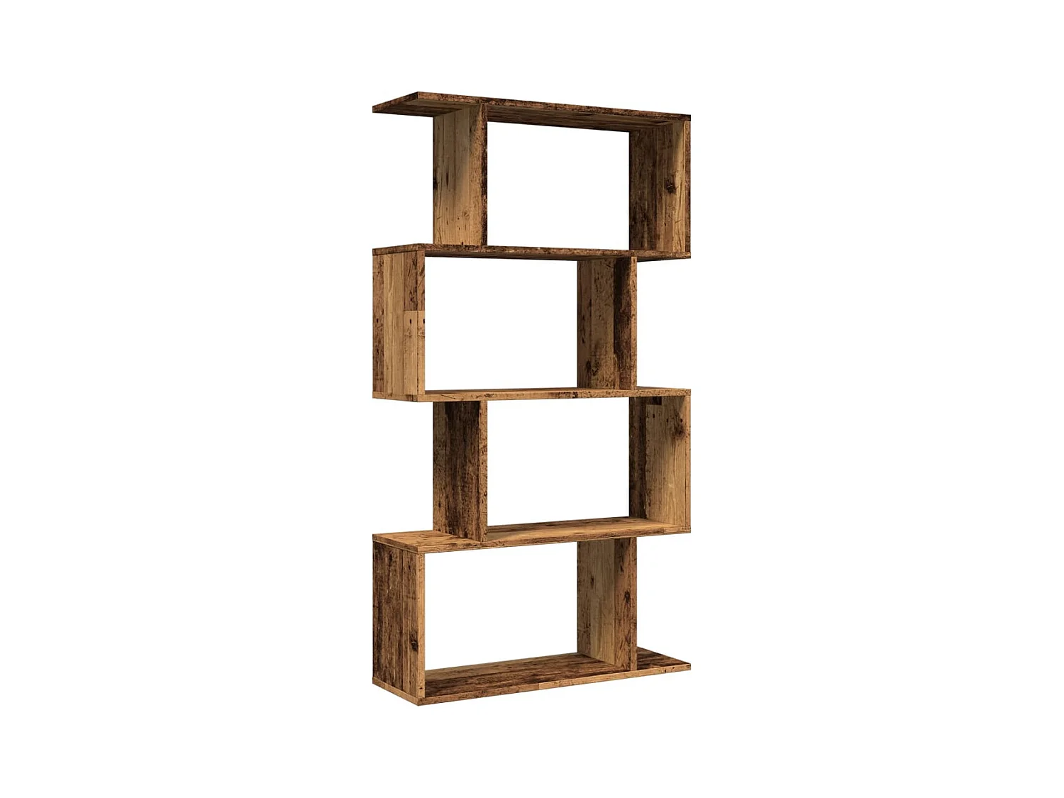 Étagère séparatrice de pièce à 4 niveaux vieux bois 70x24x129cm