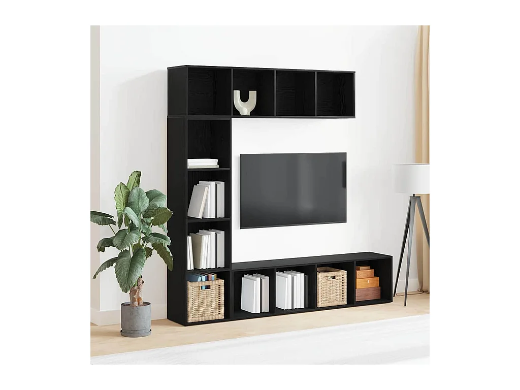 Ripiani 3 pezzi Rovere Nero 36x30x143 cm Legno ingegnerizzato