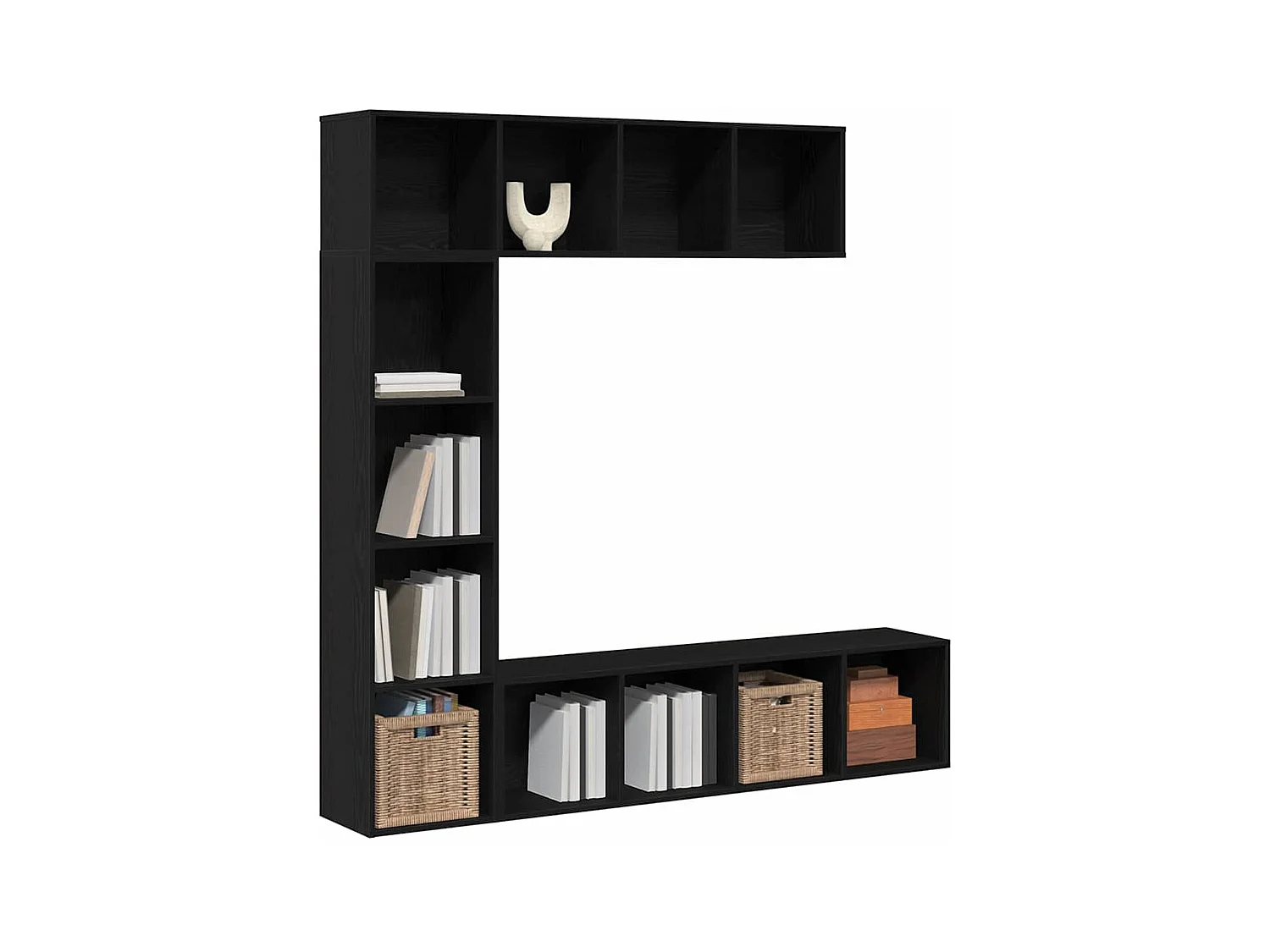 Ripiani 3 pezzi Rovere Nero 36x30x143 cm Legno ingegnerizzato