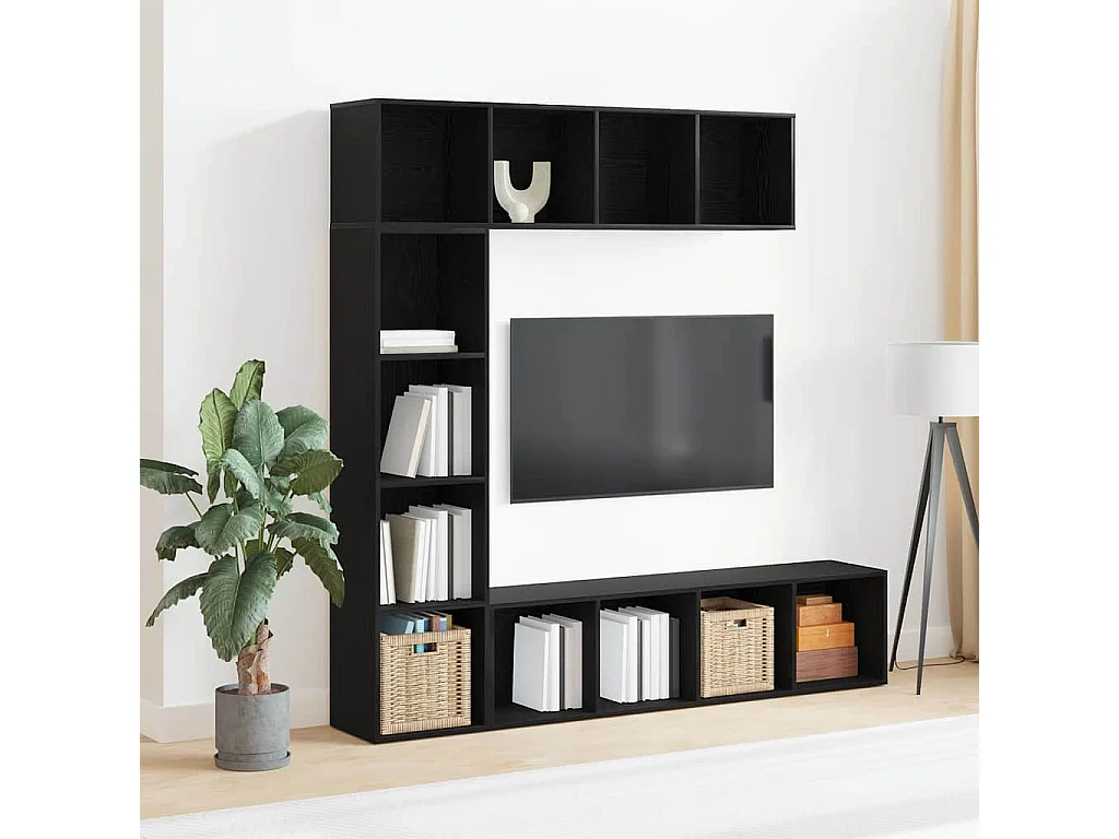 Étagères 3 pcs Chêne Noir 36x30x143 cm Bois d'ingénierie