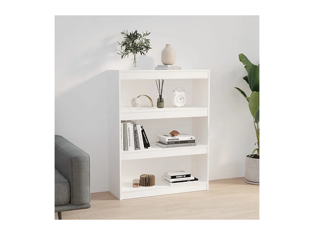Bibliothèque/Séparateur de pièce Blanc 80x30x103,5cm Pin massif