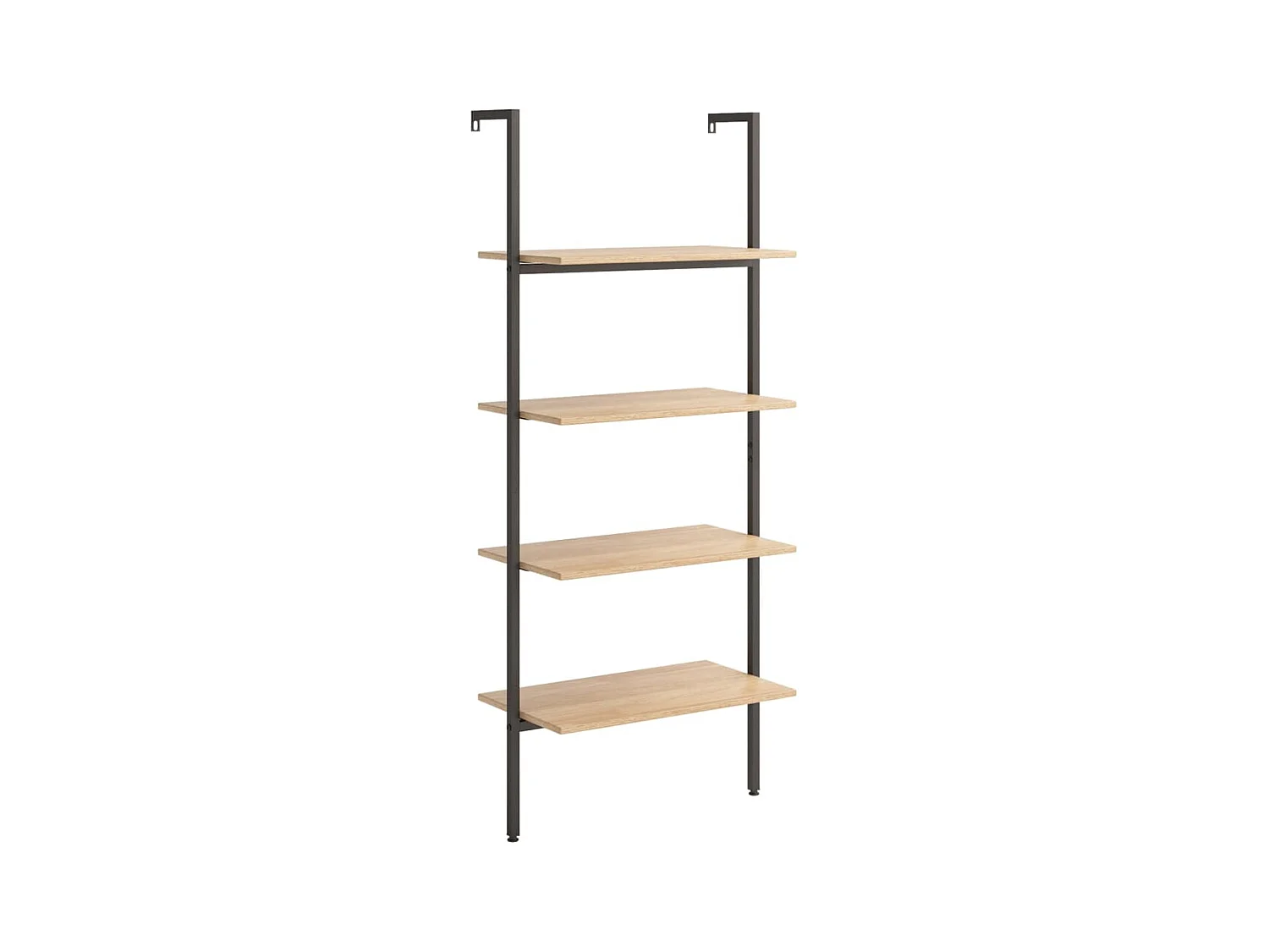 Étagère inclinée à 4 niveaux Marron clair et noir 64x35x152,5cm