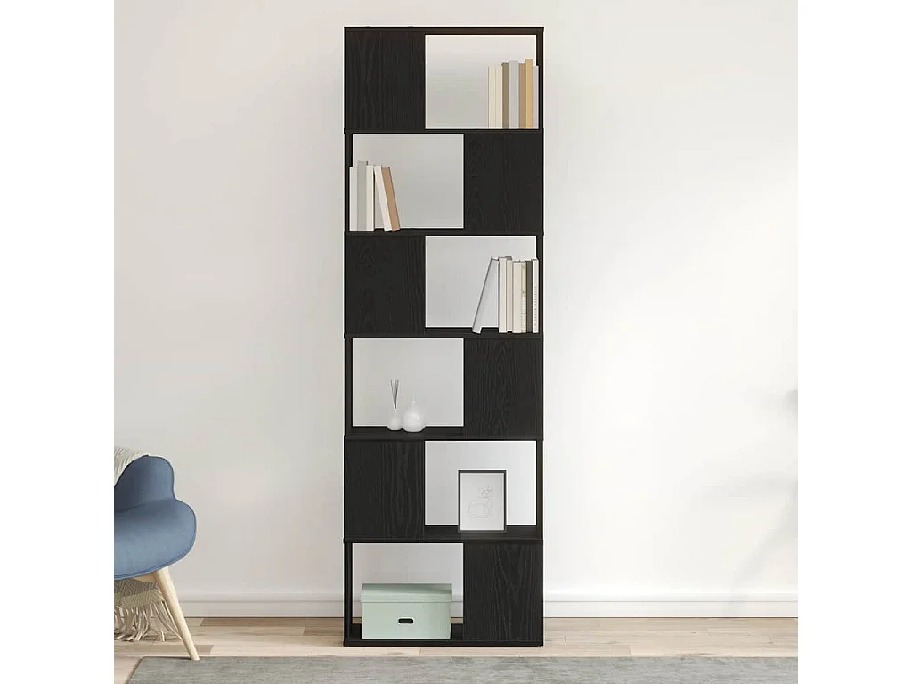 Bibliothèque/Séparateur de pièce chêne noir 60x24x186 cm