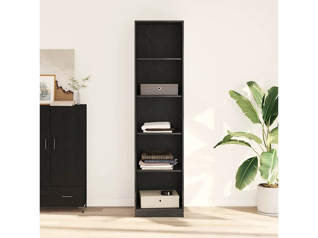 Armoire Noire Chêne 50x50x200 cm en Bois d'ingénierie