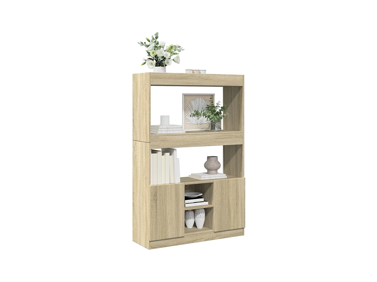 Hoog dressoir Sonoma eiken 92x33x140 cm bewerkt hout