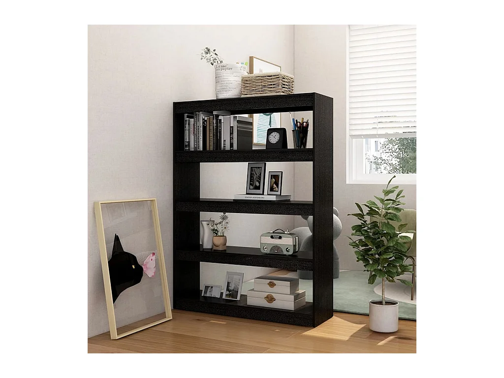 Bibliothèque/Séparateur de pièce Noir 100x30x135,5cm Pin massif
