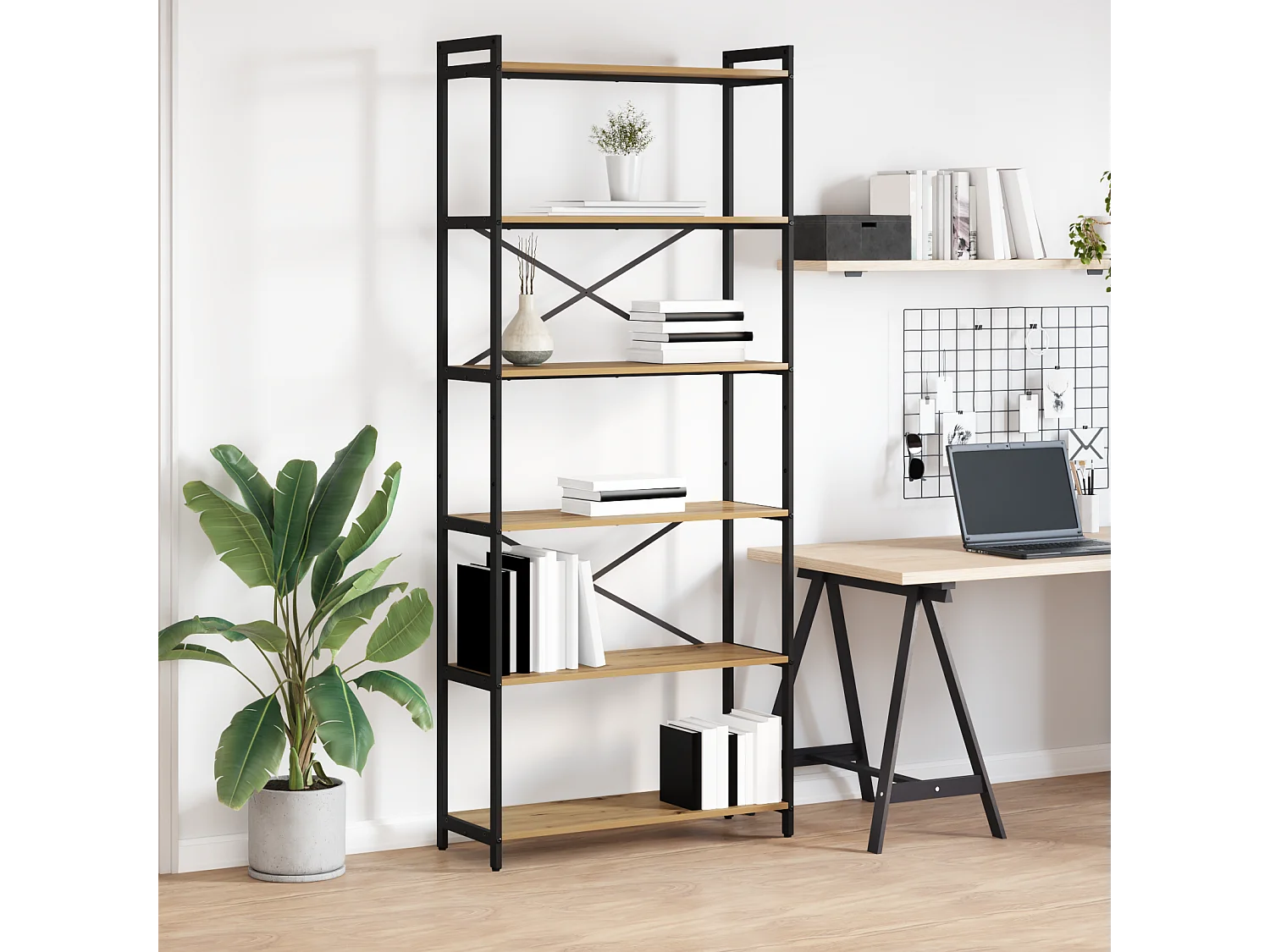 Bibliothèque chêne artisanal 80 x 30 x 188 cm Bois d'ingénierie