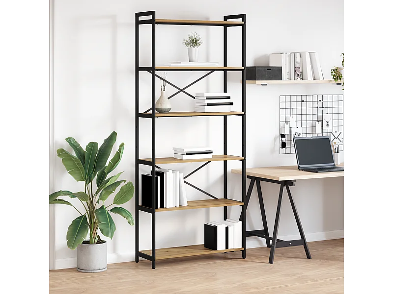 Bibliothèque chêne artisanal 80 x 30 x 188 cm Bois d'ingénierie