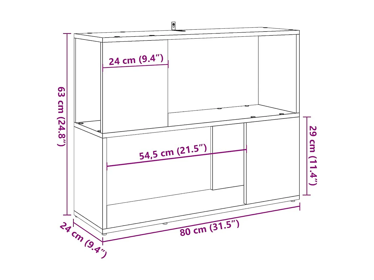 Bibliothèque/Séparateur de pièce vieux bois 80x24x63 cm