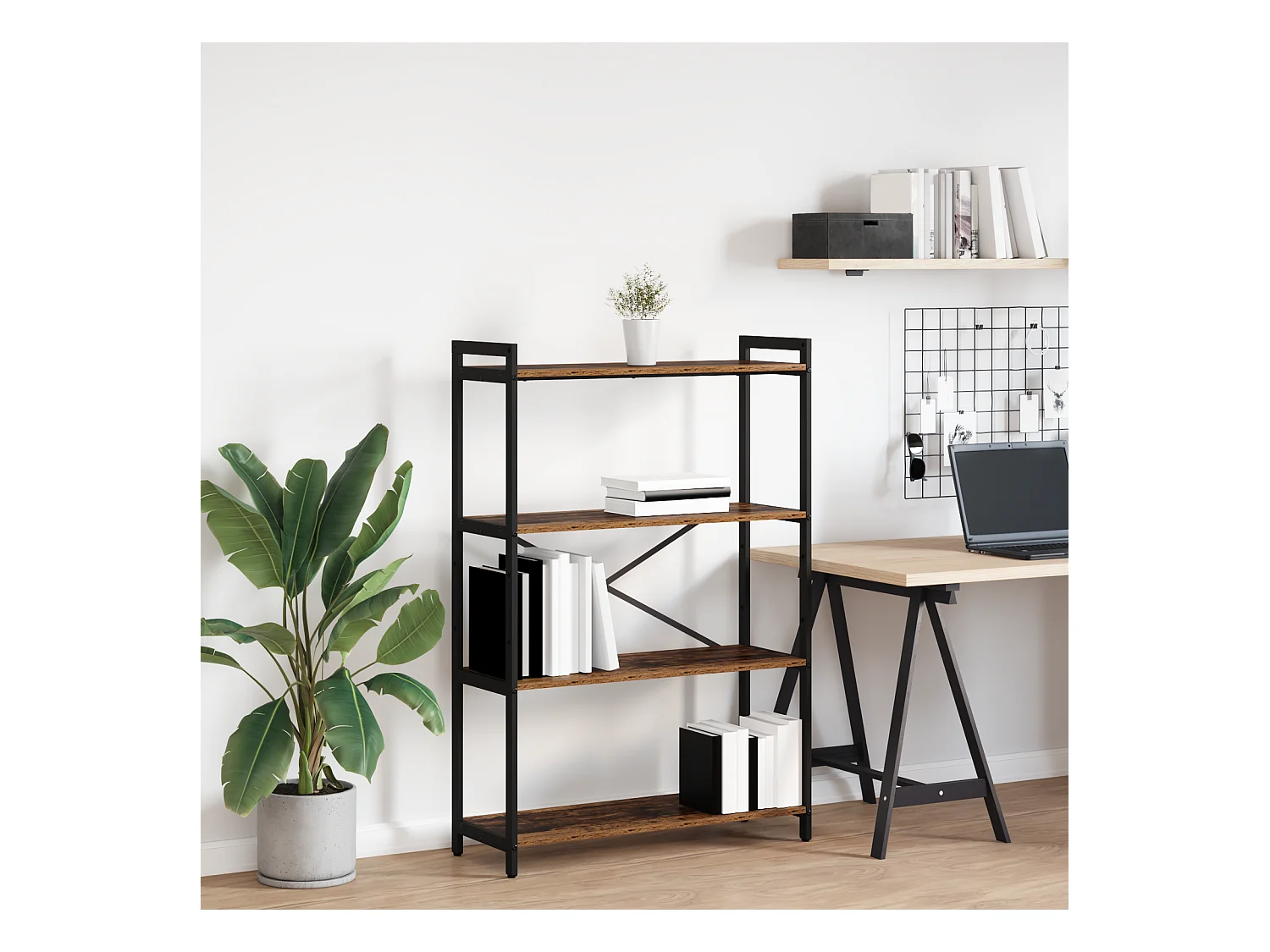 Libreria in legno antico 80 x 30 x 118 cm Pannello truciolare