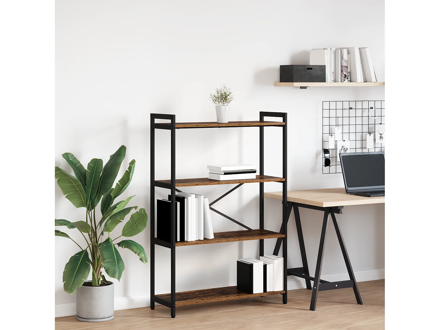 Bibliothèque Bois ancien 80 x 30 x 118 cm Panneau de particules