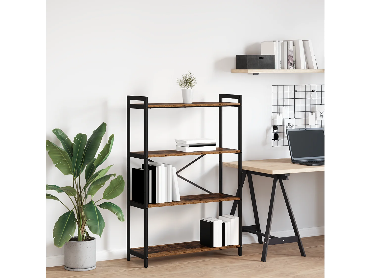 Libreria in legno antico 80 x 30 x 118 cm Pannello truciolare