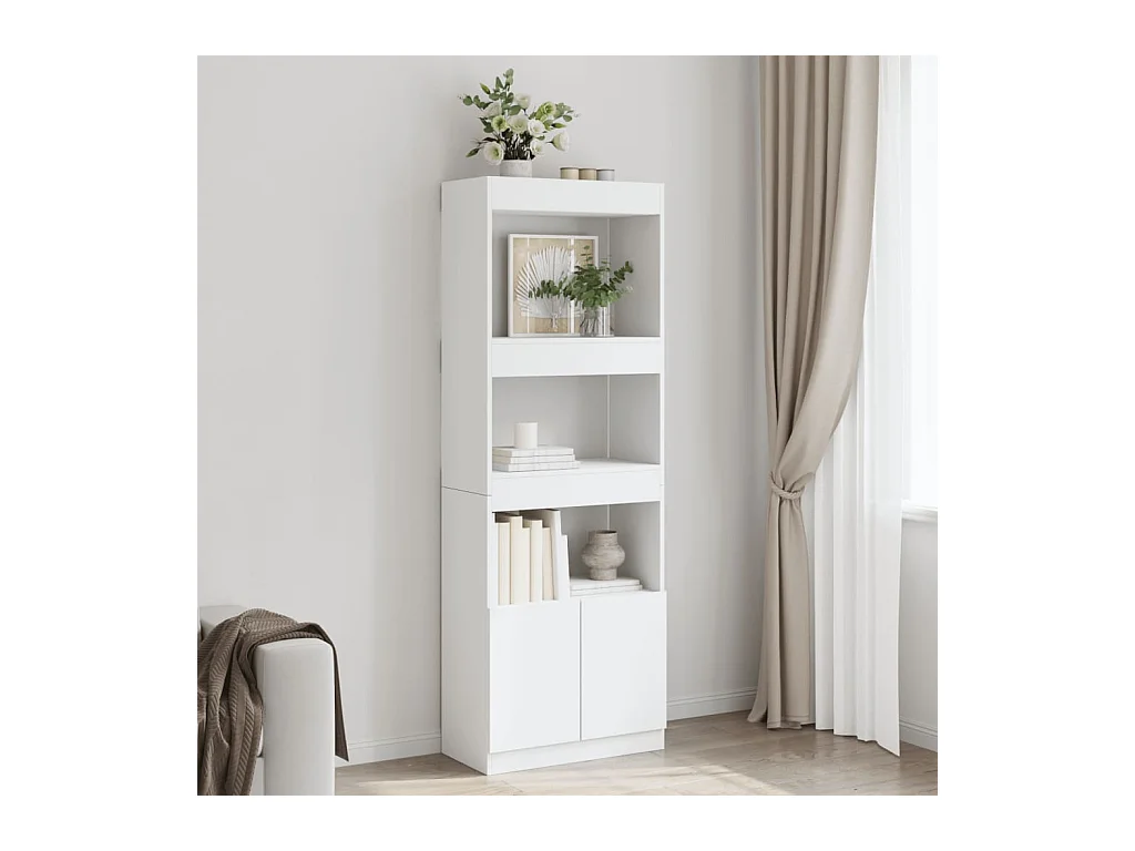 Credenza alta 63x33x180 cm in legno ingegnerizzato bianco
