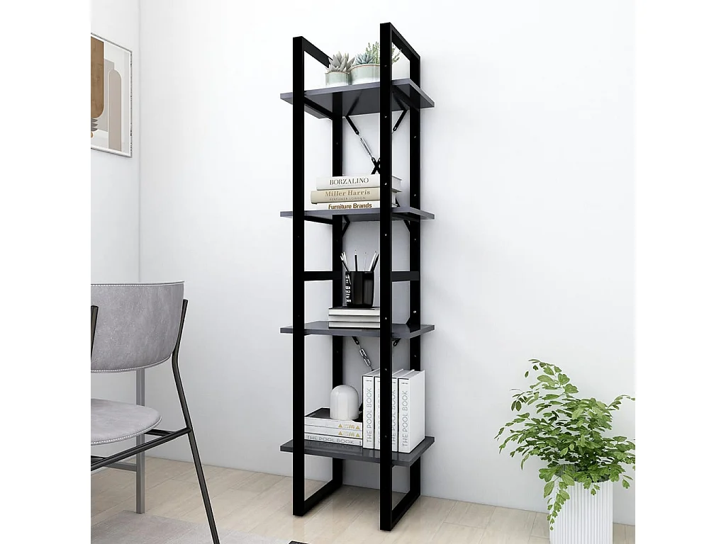 4-laags boekenkast grijs 40x30x140 cm bewerkt hout