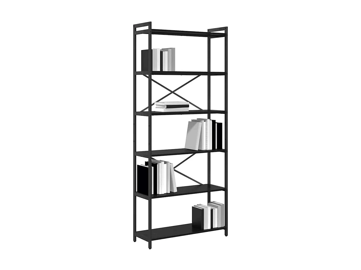 Bibliothèque Chêne noir 80 x 30 x 188 cm Bois et Acier