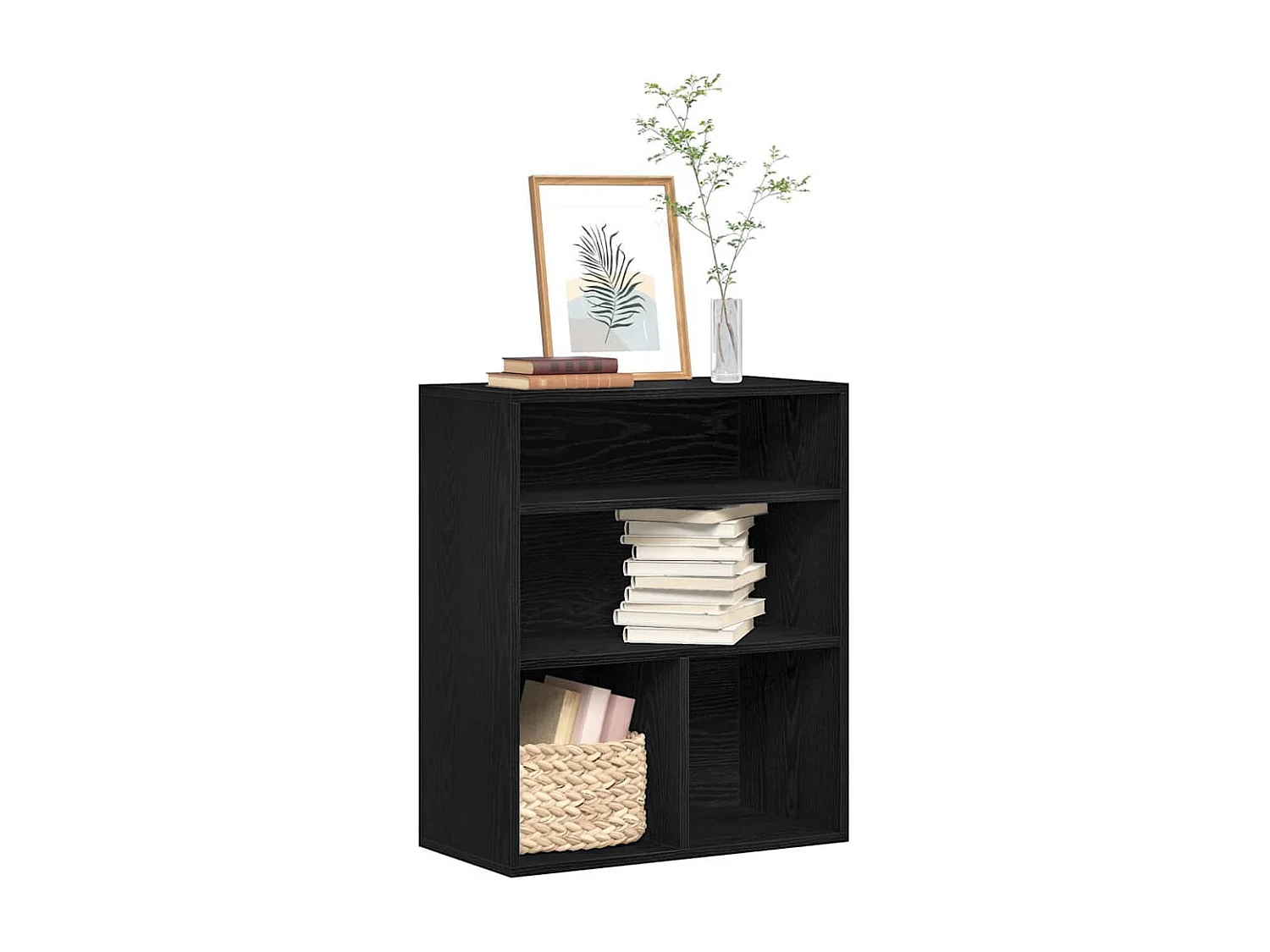 Bibliothèque noir 60x30x71,5 cm bois d'ingénierie