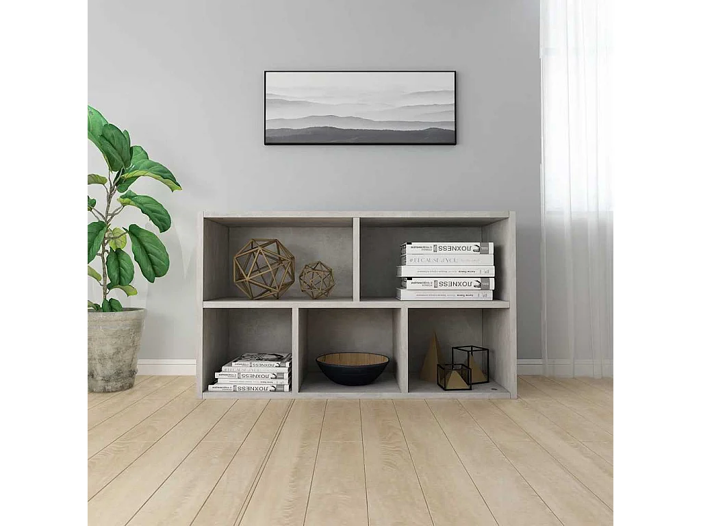 Bibliothèque/Buffet Gris béton 50x25x80 cm Bois d’ingénierie