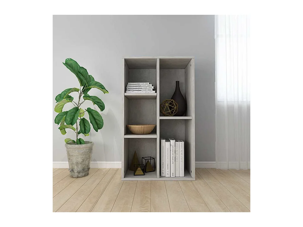Bibliothèque/Buffet Gris béton 50x25x80 cm Bois d’ingénierie