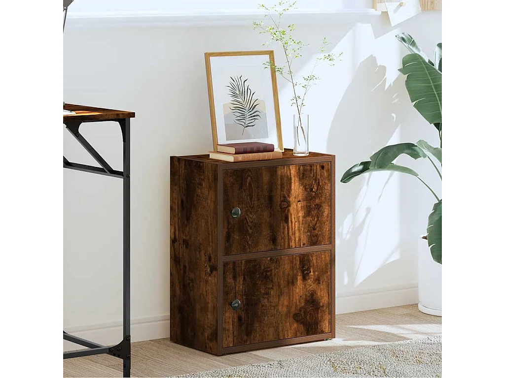 Bibliothèque chêne fumé 40x24x52 cm bois d'ingénierie