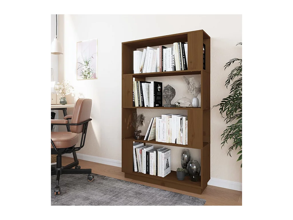 Bibliothèque/Cloison Marron miel 80x25x132 cm Bois massif