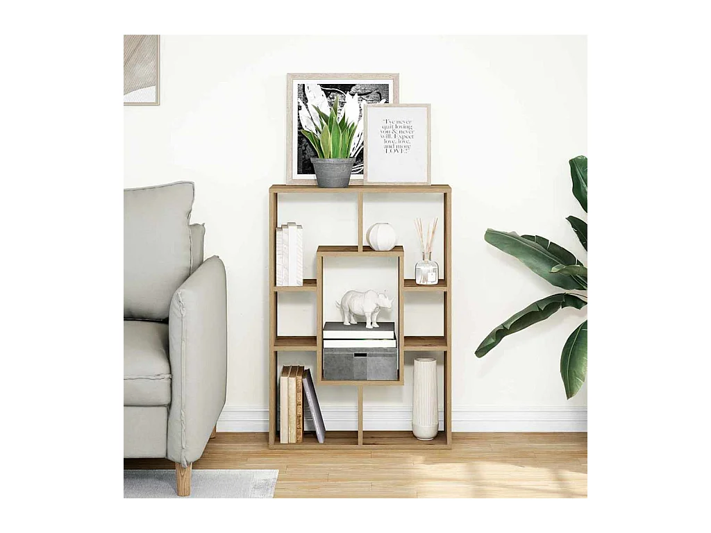 Bibliothèque chêne artisanal 63x20x90 cm bois d'ingénierie