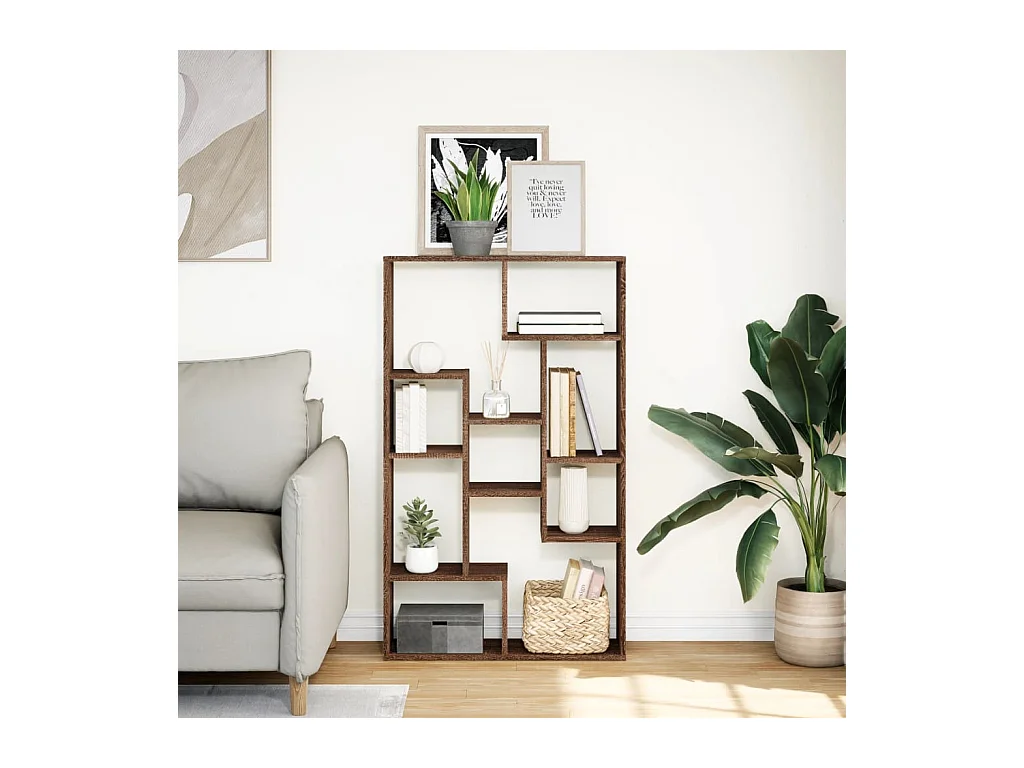 Bücherregal aus brauner Eiche, 72 x 20 x 120 cm, Holzwerkstoff